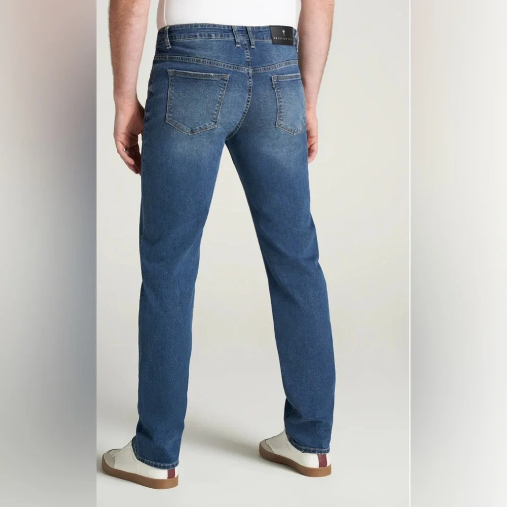 American Tall Jeans Mens Sz  32x37 Carmen Faded Mid Rise Tapered Stretch Denim